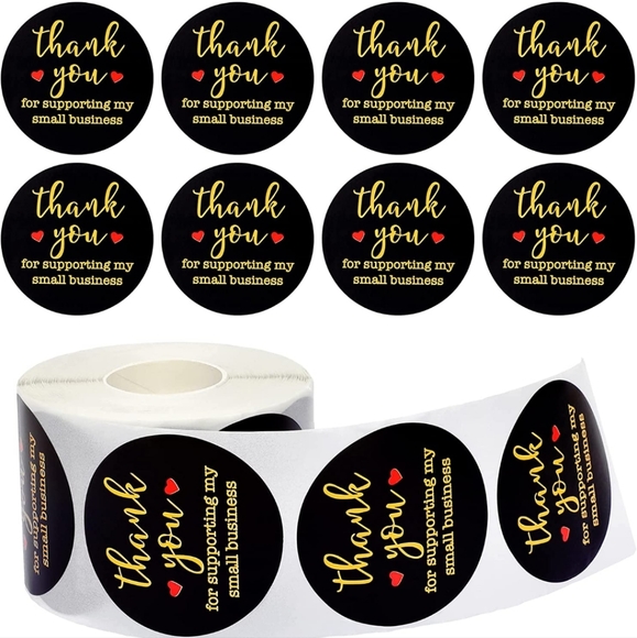 50 ct   2 inch, Black Thank You Labels Sticker, Thank You for Supporting… - Picture 4 of 9